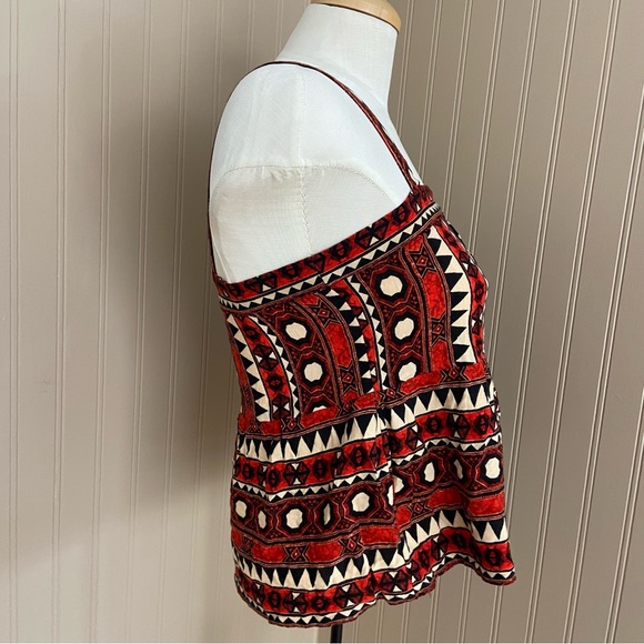 H&M Boho Red, Cream & Black Tank Top Women’s Size Small - Picture 3 of 5